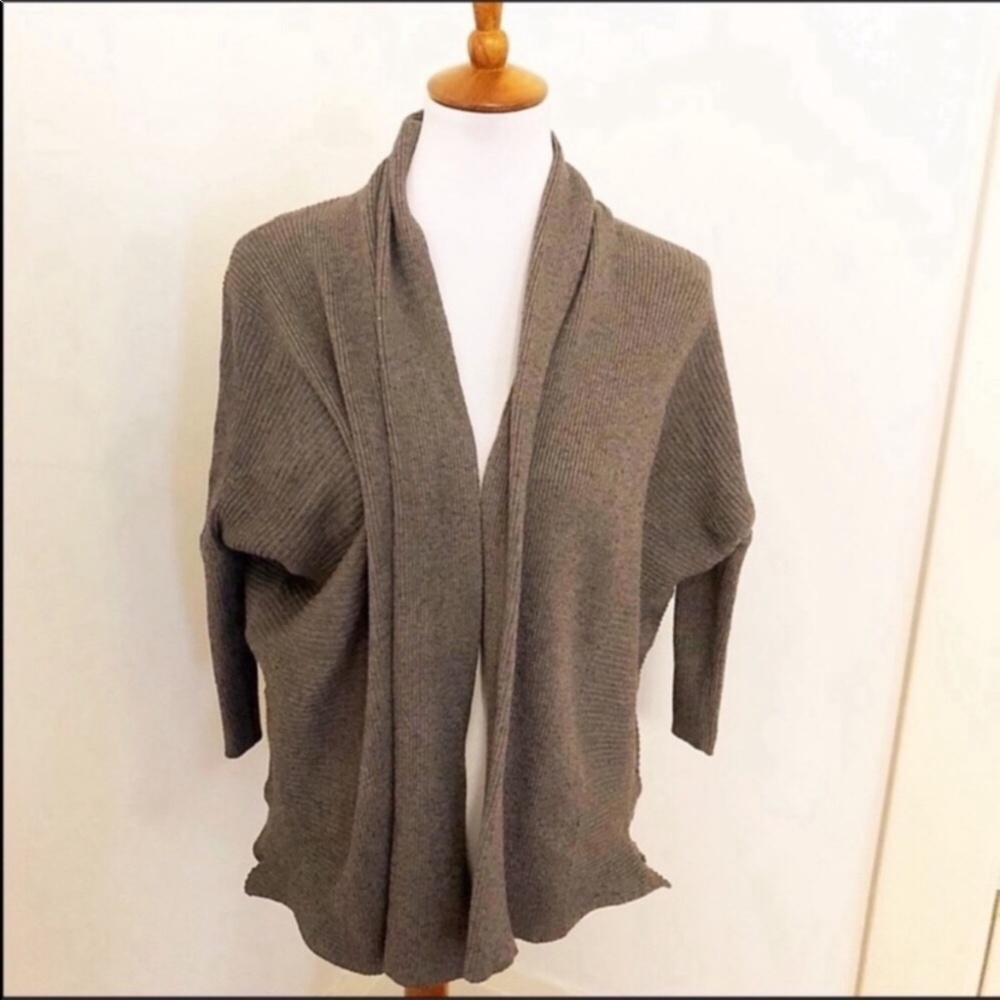 3/20 Zara Gray ribbed cardigan drape sweater Sz s
